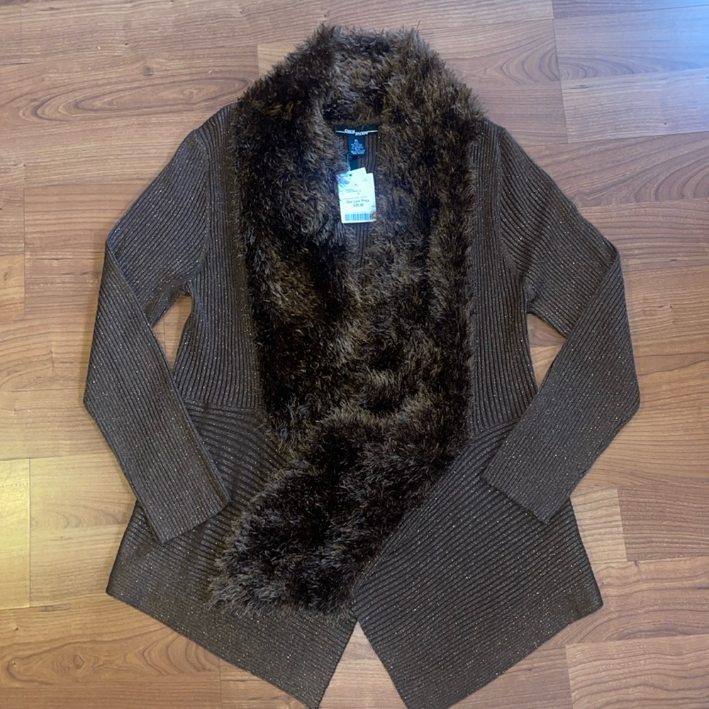 Brown Faux Fur Cardigan